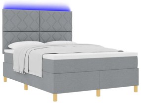 vidaXL Κρεβάτι με ελατήρια με στρώμα Ανοιχτό γκρι 140 x 200 cm ύφασμα