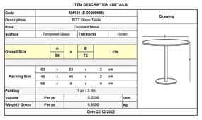 ΤΡΑΠΕΖΙ ΒΟΗΘΗΤΙΚΟ Bitt EM121 D. 60 H.65cm