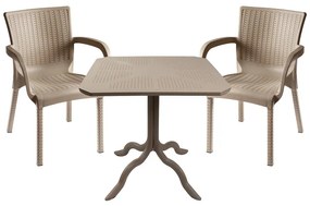 Τραπεζαρία Icon-Festive pakoworld σετ 3τεμ PP σε cappuccino απόχρωση