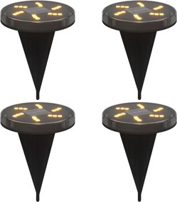 vidaXL Ηλιακά Φωτιστικά Δαπέδου με Στήριγμα Εδάφους 4 τεμ. Θερμό Λευκό