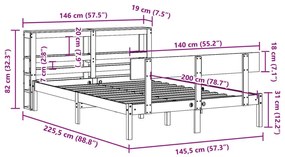 Σκελετός Κρεβ. Χωρίς Στρώμα Λευκό 140x200 εκ Μασίφ Πεύκο - Λευκό