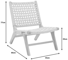 Πολυθρόνα Polisin pakoworld σχοινί-rubberwood σε φυσική απόχρωση 55x80x77εκ