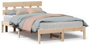vidaXL Σκελετός Κρεβατιού Καφέ 135 x 190 cm Μασίφ ξύλο πεύκου