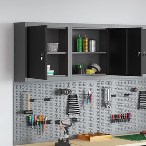 vidaXL Ντουλάπα Εργαλείων Τοίχου Μαύρη 50x20x55 εκ Ατσάλι