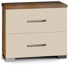 SARFURNITURE Κομοδίνο με 2 συρτάρια καρυδί - εκρού SAR-111053