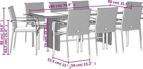 vidaXL Σετ Τραπεζαρίας Κήπου 9 τεμ. Γκρι Συνθ. Ρατάν με Μαξιλάρια