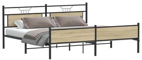 vidaXL Σκελετός Κρεβ. Χωρίς Στρώμα Sonoma Δρυς 200x200 εκ. Μεταλλικό