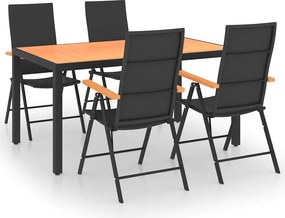 vidaXL Σετ Τραπεζαρίας Κήπου 5 Τεμαχίων Μαύρο και Καφέ