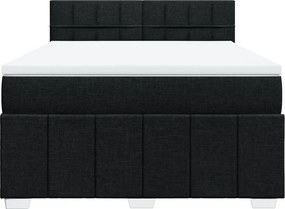 vidaXL Κρεβάτι Boxspring με Στρώμα Μαύρο 140x200 εκ. Υφασμάτινο