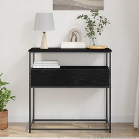 vidaXL Κονσόλα Μαύρη Δρυς 75x40x75 εκ Επεξεργασμένο Ξύλο και Ατσάλι
