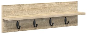 vidaXL Τοίχου Κρεμάστρα με ράφι Sonoma Δρυς 60 x 10.5 x 18 εκ