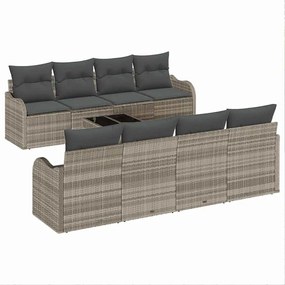 vidaXL Σετ Καναπέ Κήπου 9 pcs Ανοιχτό γκρι 55 x 55 x 37 εκ Πολυ ράταν