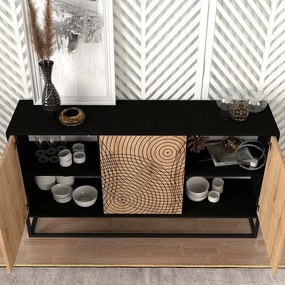 Μπουφές Themis Megapap χρώμα μαύρο - sapphire oak 150x35x83,6εκ.