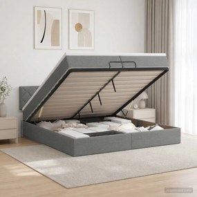 vidaXL Κρεβάτι Ottoman με στρώμα Σκούρο Γκρι 200 x 200 cm Ύφασμα