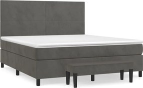 vidaXL Κρεβάτι Boxspring με Στρώμα Σκούρο Γκρι 180x200 εκ. Βελούδινο
