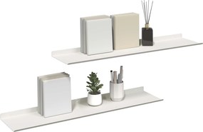 vidaXL Πλωτό ράφι Επιτοίχιο 2 pcs Λευκός 80 x 18 x 2,5 εκ Ατσάλι