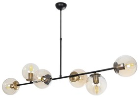 203-0017 GloboStar® GLOBOSTAR® LATTICE 203-0017 Μοντέρνο Φωτιστικό Οροφής με Ντουί 6 x E27 AC 220-240V IP20 - Μαύρο &amp; Μπρούτζινο - Μ120 x Π32 x Υ32cm