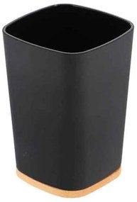 Ποτήρι Μπάνιου Rubber Με Bamboo Βάση 06.61110103 Black-Natural Πλαστικό