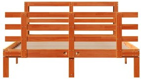 Πλαίσιο Κρεβατιού Κεφαλάρι Καφέ Κεριού 135x190 εκ. Μασίφ Πεύκο - Καφέ