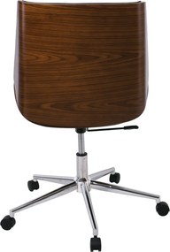 BF9860 Πολυθρόνα Γραφείου Μέταλλο Χρώμιο Καρυδί - Pu Μαύρο   1τμχ