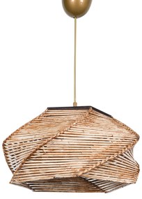 Ceiling Light for Indoor Use Hanging Wood and Natural Bamboo 36x36x65 cm 36x36x65 εκ.