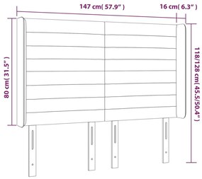 Κεφαλάρι με Πτερύγια Ανοιχτό Γκρι 147x16x118/128 εκ. Βελούδινο - Γκρι