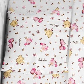 Μαξιλαροθήκη Παιδική Elephant 072 White-Pink DimCol 35X45 100% Βαμβακερή Φανέλα