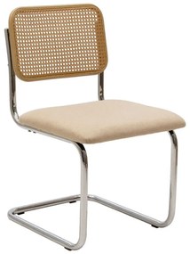 Καρέκλα Lusy pakoworld pe ύφασμα μπεζ-βάση χρωμίου