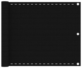 Διαχωριστικό Βεράντας Μαύρο 75x500 εκ. από HDPE - Μαύρο