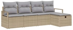 vidaXL Σετ Κήπου  5 Τεμαχίων με Μαξιλάρια Μπεζ, Poly Rattan