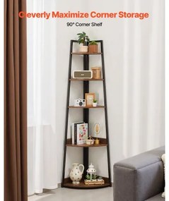 VEVOR 5 Tier Corner Shelf Tall Corner Bookshelf Plant Rack Wall Shelves Tower