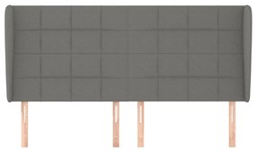 Κεφαλάρι με Πτερύγια Σκούρο Γκρι 183x23x118/128 εκ. Υφασμάτινο 3117971