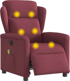vidaXL Πολυθρόνα Μασάζ Ηλεκτρική Ανακλινόμενη Μπορντό Υφασμάτινη