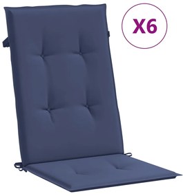 vidaXL Μαξιλάρια Καρέκλας με Πλάτη 6 τεμ. Ναυτικό Μπλε Υφασμάτινο