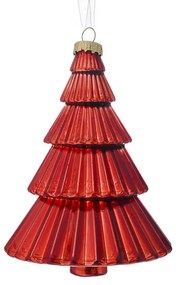 Χριστουγεννιάτικο Στολίδι Δεντράκι Σετ 6τμχ Γυάλινο Κόκκινο 9x13εκ. iliadis 83216