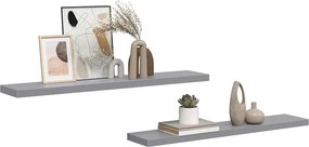 vidaXL Ράφια Τοίχου 2 τεμ. Γκρι 120x23,5x3,8 εκ. MDF