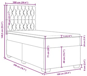 Κρεβάτι Boxspring με Στρώμα Ανοιχτό Γκρι 100x200 εκ. Υφασμάτινο - Γκρι