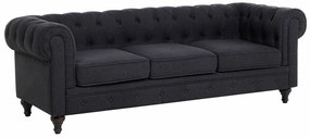 Καναπές chesterfield Berwyn H101, Γραφίτης, 202x75x70cm, Πόδια: Ξύλο,Ευκάλυπτος