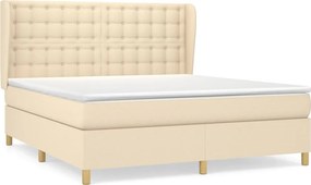 vidaXL Κρεβάτι Boxspring με Στρώμα Κρεμ 160x200 εκ. Υφασμάτινο