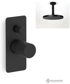 Eurorama Black Matt Ανακλινόμενη Κεφαλή Ø20εκ +Μίκτης εντοιχισμού 2 εξόδων με Εκτροπέα 167030SL-400