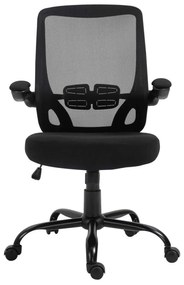 BF2930W Πολυθρόνα Γραφείου Ανακλινόμενα Μπράτσα - Μέταλλο Βάση - Mesh - Ύφασμα Μαύρο 60x62x99/109cm