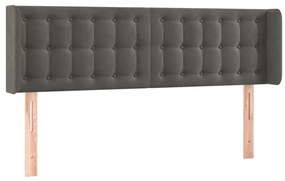 Κεφαλάρι Κρεβατιού LED Σκούρο Γκρι 147x16x78/88 εκ. Βελούδινο - Γκρι