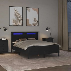 vidaXL Σκελετός κρεβατιού με στρώμα Μαύρο 120 x 190 cm Τεχνητό Δέρμα