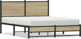 vidaXL Σκελετός Κρεβ. Χωρίς Στρώμα Sonoma Δρυς 150x200 εκ. Μεταλλικό