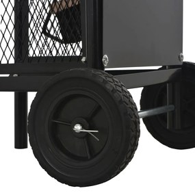 vidaXL Καρότσι Μεταφοράς Καυσόξυλων Μαύρο 30 x 35 x 81 εκ. Ατσάλινο