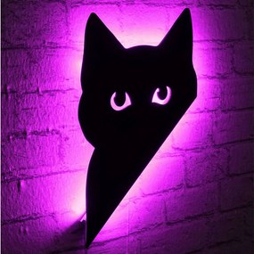 Διακοσμητικό Τοίχου Με Φως Led Cat 395NGR1851 23x36cm Pink-Black Wallity Mdf