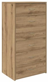 vidaXL Συρταριέρα με 6 Συρτάρια Τεχνίτης Δρυς 50x34x96 εκ. Μοριοσανίδα