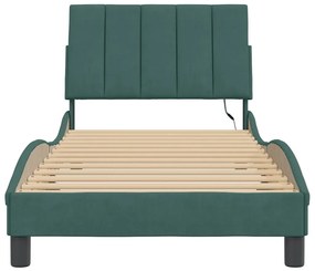 vidaXL Πλαίσιο Κρεβατιού με LED χωρίς Στρώμα Hanko Σκούρο Πράσινο 80x200 εκ. Βελούδινο