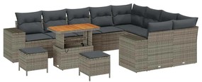 vidaXL Σετ Καναπέ Κήπου με μαξιλάρι 12 pcs Γκρι 90 x 55 x 71 cm