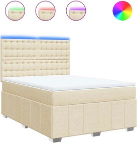 vidaXL Κρεβάτι Boxspring με Στρώμα Κρεμ 140x190 εκ. Υφασμάτινο